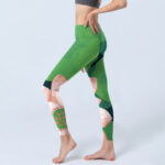 Buddha Stones Green Lotus Flower Leaf Print Sports Fitness Leggings Women's Yoga Pants - image 3