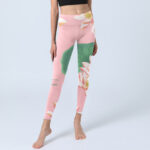 Buddha Stones Pink Lotus Flower Leaf Print Gym Fitness Leggings Women's Yoga Pants - image 6
