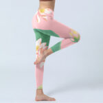 Buddha Stones Pink Lotus Flower Leaf Print Gym Fitness Leggings Women's Yoga Pants - image 4