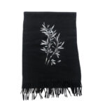 Buddha Stones Wool Shawl Bamboo Leaf Embroidery Tassel Winter Cozy Travel Scarf Wrap Shawl BS 5