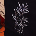 Buddha Stones Wool Shawl Bamboo Leaf Embroidery Tassel Winter Cozy Travel Scarf Wrap Shawl BS 1