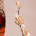 Buddha Stones Wool Shawl Yulan Magnolia Embroidery Tassel Winter Cozy Travel Scarf Wrap Shawl BS 1