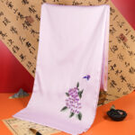 Buddha Stones Polyester Shawl Yulan Butterfly Bamboo Magpie Suzhou Embroidery Winter Cozy Travel Scarf Wrap Shawl BS LavenderBlush Hydrangea Butterfly 183*32cm