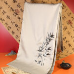 Buddha Stones Polyester Shawl Yulan Butterfly Bamboo Magpie Suzhou Embroidery Winter Cozy Travel Scarf Wrap Shawl BS AntiqueWhite Bamboo 183*32cm