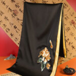 Buddha Stones Polyester Shawl Yulan Butterfly Bamboo Magpie Suzhou Embroidery Winter Cozy Travel Scarf Wrap Shawl BS Black Peony 183*32cm