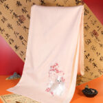 Buddha Stones Polyester Shawl Yulan Butterfly Bamboo Magpie Suzhou Embroidery Winter Cozy Travel Scarf Wrap Shawl BS MistyRose Cherry Blossom Cat 183*32cm