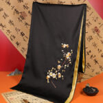 Buddha Stones Polyester Shawl Yulan Butterfly Bamboo Magpie Suzhou Embroidery Winter Cozy Travel Scarf Wrap Shawl BS Black Wintersweet 183*32cm