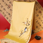 Buddha Stones Polyester Shawl Yulan Butterfly Bamboo Magpie Suzhou Embroidery Winter Cozy Travel Scarf Wrap Shawl BS Moccasin Magpie Branch 183*32cm