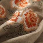 Buddha Stones Wool Shawl Red Peony Embroidery Tassel Winter Cozy Travel Scarf Wrap Shawl BS 1