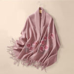 Buddha Stones Wool Shawl Red Peony Embroidery Tassel Winter Cozy Travel Scarf Wrap Shawl BS 8