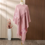 Buddha Stones Wool Shawl Flower Sequin Embroidery Tassel Winter Cozy Travel Scarf Wrap Shawl BS LightPink 200*60cm