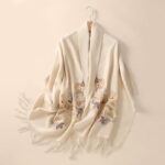 Buddha Stones Wool Shawl Flower Sequin Embroidery Tassel Winter Cozy Travel Scarf Wrap Shawl BS 7