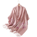 Buddha Stones Wool Shawl Flower Sequin Embroidery Tassel Winter Cozy Travel Scarf Wrap Shawl BS 5