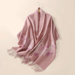 Buddha Stones Wool Shawl Flower Sequin Embroidery Tassel Winter Cozy Travel Scarf Wrap Shawl BS 4