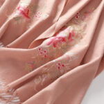 Buddha Stones Wool Shawl Red Pink Flower Embroidery Tassel Winter Cozy Travel Scarf Wrap Shawl BS 8
