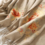 Buddha Stones Wool Shawl Red Pink Flower Embroidery Tassel Winter Cozy Travel Scarf Wrap Shawl BS 1