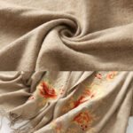 Buddha Stones Wool Shawl Red Pink Flower Embroidery Tassel Winter Cozy Travel Scarf Wrap Shawl BS 3