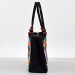 Buddha Stones Galsang Inula Flower Peony Peacock Double-Sided Embroidery Canvas Shopping Purse Handbag Handbags BS 5