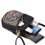 Buddha Stones Inula Flower Peony Embroidery Canvas Shopping Purse Handbag Crossbody Bag Crossbody Bag&Shoulder Bag BS 8
