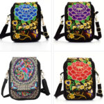 Buddha Stones Inula Flower Peony Embroidery Canvas Shopping Purse Handbag Crossbody Bag Crossbody Bag&Shoulder Bag BS 12