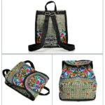Buddha Stones Peony Chinese Money Tree Embroidery Canvas Backpack Backpack BS 8