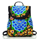 Buddha Stones Peony Chinese Money Tree Embroidery Canvas Backpack Backpack BS DeepSkyBlue Peony 21*11*25cm