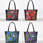Buddha Stones Galsang Magpie Peony Camellia Chrysanthemum Embroidery Canvas Shopping Purse Handbag Shoulder Bag Shoulder Bag&Handbags BS 20