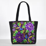 Buddha Stones Galsang Magpie Peony Camellia Chrysanthemum Embroidery Canvas Shopping Purse Handbag Shoulder Bag Shoulder Bag&Handbags BS Double Purple Peony