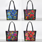 Buddha Stones Galsang Magpie Peony Camellia Chrysanthemum Embroidery Canvas Shopping Purse Handbag Shoulder Bag Shoulder Bag&Handbags BS 18