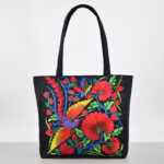 Buddha Stones Galsang Magpie Peony Camellia Chrysanthemum Embroidery Canvas Shopping Purse Handbag Shoulder Bag Shoulder Bag&Handbags BS Phoenix Chrysanthemum