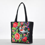 Buddha Stones Galsang Magpie Peony Camellia Chrysanthemum Embroidery Canvas Shopping Purse Handbag Shoulder Bag Shoulder Bag&Handbags BS 1