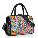 Buddha Stones Money Tree Peony Camellia Double-Sided Embroidery Canvas Shopping Purse Handbag Crossbody Bag Crossbody Bag&Handbags BS Chinese Money Tree