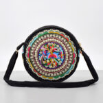 Buddha Stones Money Tree Galsang Inula Flower Peony Rose Peacock Double-Sided Embroidery Canvas Shopping Purse Handbag Crossbody Bag Crossbody Bag&Shoulder Bag BS Inula Flower