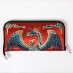 Buddha Stones Mythical Beast Phoenix Dragon Qilin Su Embroidery Ticket Folder Storage Journey Shopping Purse Handbag Wallet&Handbags BS Phoenix (Orange) 23*23cm