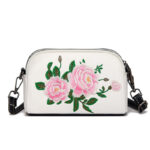 Buddha Stones Peony Pomegranate Flowers Su Embroidery Journey Shopping Purse Shoulder Bag Crossbody Bag Crossbody Bag&Shoulder Bag BS White (Peony) 15*7*18cm