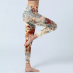 Buddha Stones Beige Red Grey Abstract Design Print Exercise Leggings Women's Yoga Pants - image 4