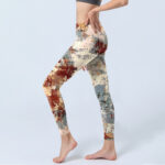 Buddha Stones Beige Red Grey Abstract Design Print Exercise Leggings Women's Yoga Pants - image 3