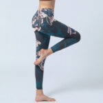 Buddha Stones SteelBlue Silver Flowers Print Exercise Leggings Women's Yoga Pants - image 4