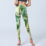 Buddha Stones Beige Green Tie Dye Print Exercise Leggings Women's Yoga Pants - image 7