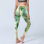 Buddha Stones Beige Green Tie Dye Print Exercise Leggings Women's Yoga Pants - image 5