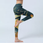 Buddha Stones Dark Slate Gray Double Koi Fish Sky Lantern Tower Exercise Leggings Women's Yoga Pants - image 4