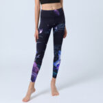 Buddha Stones Midnight Blue Flower Purple Butterfly Exercise Leggings Women's Yoga Pants - image 6
