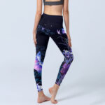 Buddha Stones Midnight Blue Flower Purple Butterfly Exercise Leggings Women's Yoga Pants - image 5