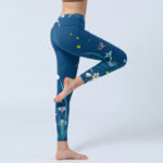 Buddha Stones SteelBlue Small White Flowers Butterfly Exercise Leggings Women's Yoga Pants - image 4
