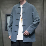 Buddha Stones Simple Frog-Button Chinese Tang Suit Cotton Men Jacket Shirt With Pockets Men's Jacket Shirt BS 20