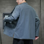 Buddha Stones Simple Frog-Button Chinese Tang Suit Cotton Men Jacket Shirt With Pockets Men's Jacket Shirt BS 14