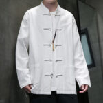 Buddha Stones Simple Frog-Button Chinese Tang Suit Cotton Men Jacket Shirt With Pockets Men's Jacket Shirt BS 4
