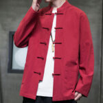 Buddha Stones Simple Frog-Button Chinese Tang Suit Cotton Men Jacket Shirt With Pockets Men's Jacket Shirt BS 39