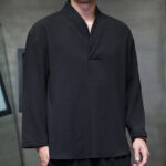 Buddha Stones Simple V-Neck Long Sleeve T-Shirt Men Clothing Men's Long Sleeve T-Shirt BS 13