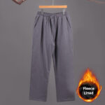 Buddha Stones Winter Men's Fleece Lined Drawstring Linen Pants With Pockets Men's Pants BS Gray US/UK/AU42，EU52 (3XL)